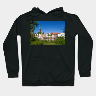 Historical houses with Petrikirche at the Obertrave , Lübeck, Schleswig-Holstein, Germany, Europe Hoodie